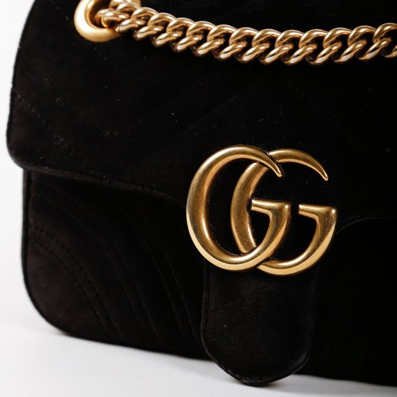 SOLD Gucci Black Velvet Matelassé GG Marmont Mini Bag - Picture 7 of 11